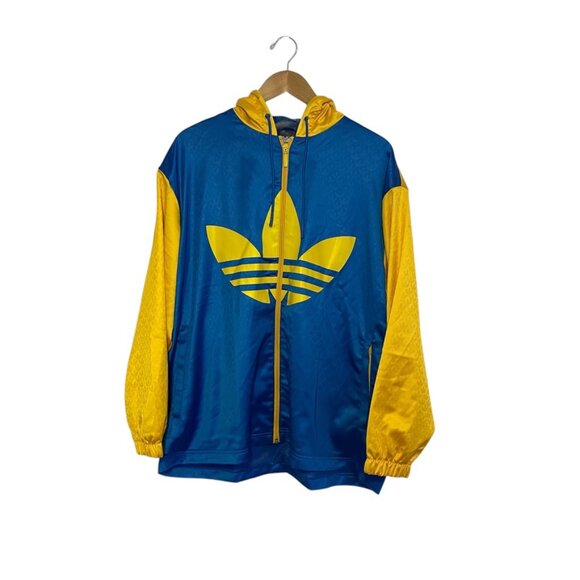 NWT Adidas Originals Adicolor 70s Colorblock Windbreaker Blue/Yellow Medium - Picture 1 of 10